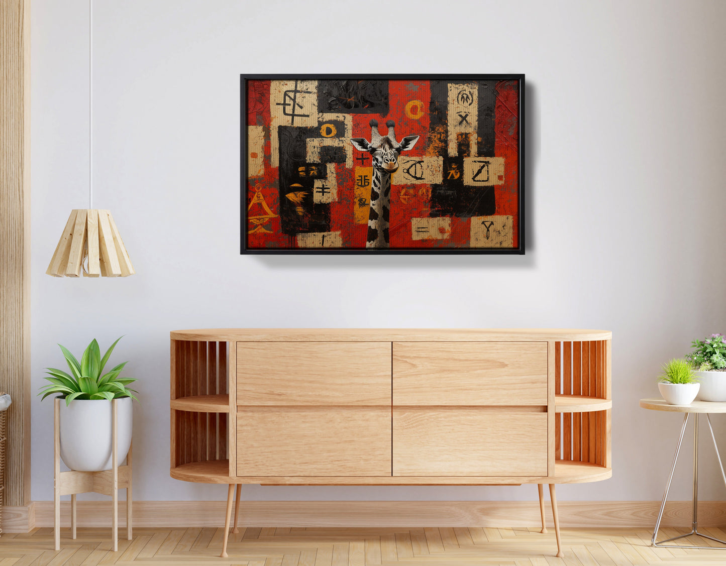 Red Tribal Giraffe African American canvas print view 26