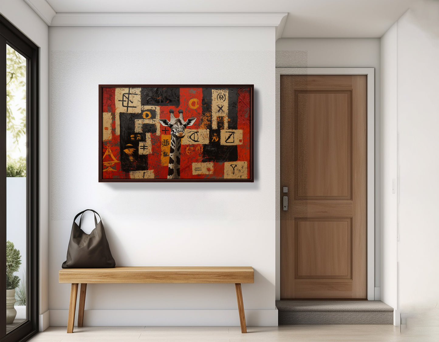 Red Tribal Giraffe African American canvas print view 35