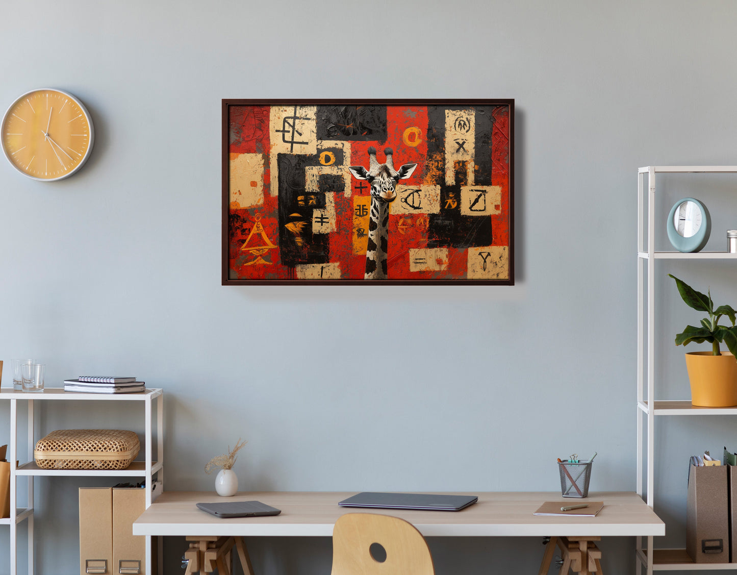 Red Tribal Giraffe African American canvas print view 36