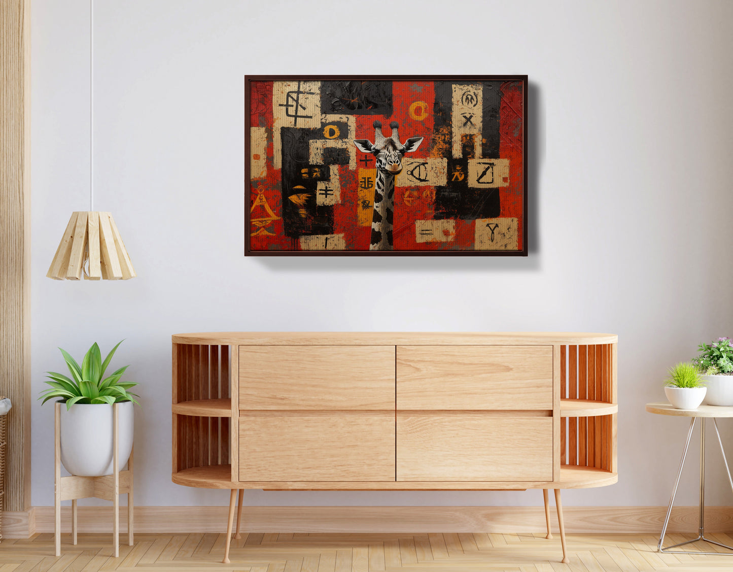 Red Tribal Giraffe African American canvas print view 32