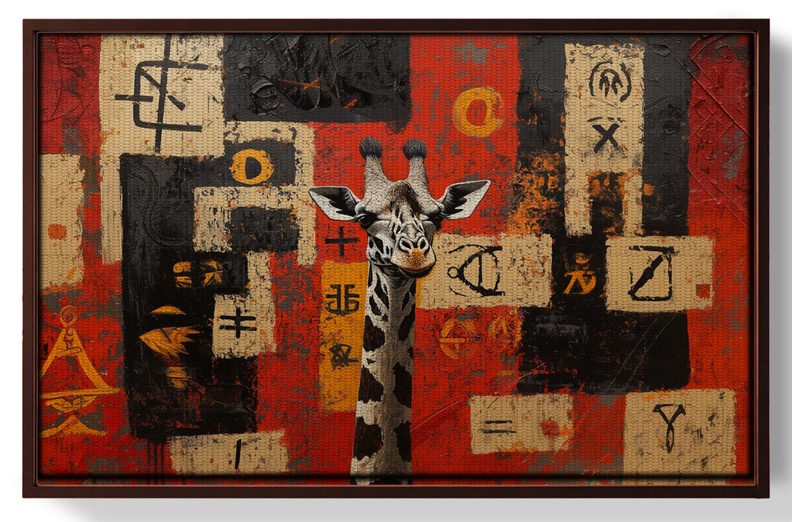 Red Tribal Giraffe African American canvas print view 31