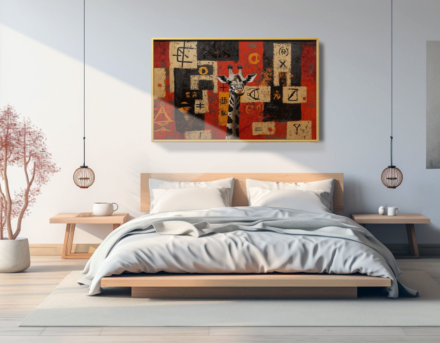 Red Tribal Giraffe African American canvas print view 39