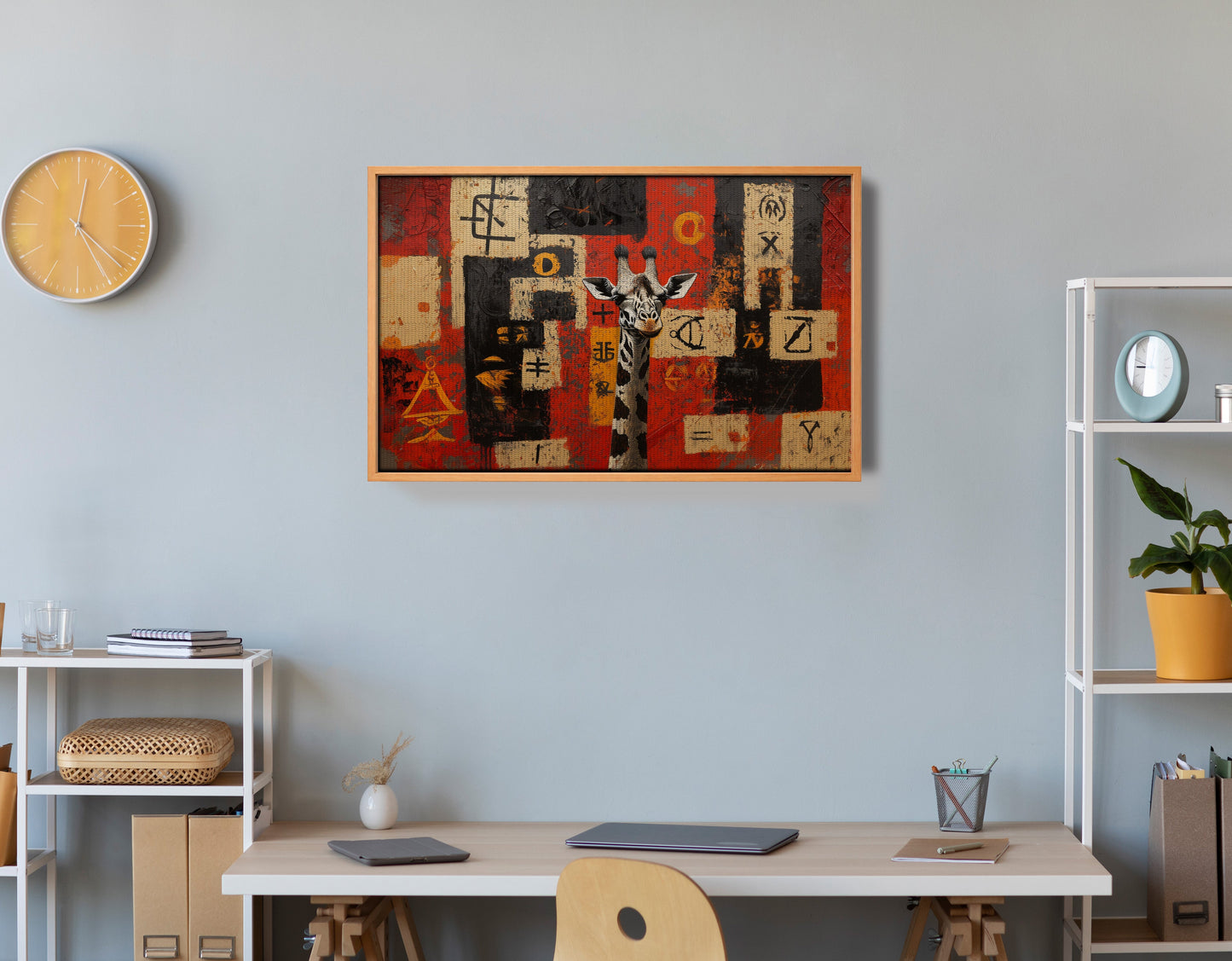 Red Tribal Giraffe African American canvas print view 48