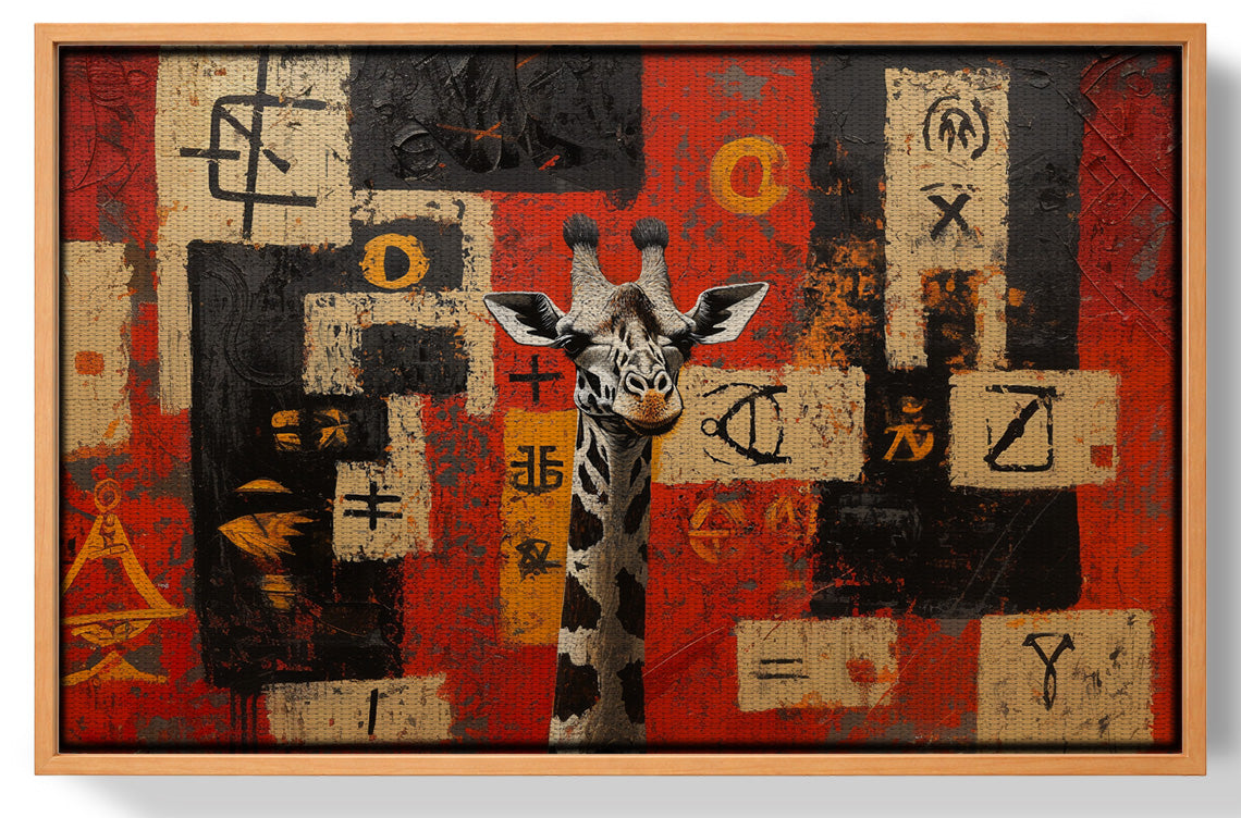 Red Tribal Giraffe African American canvas print view 43