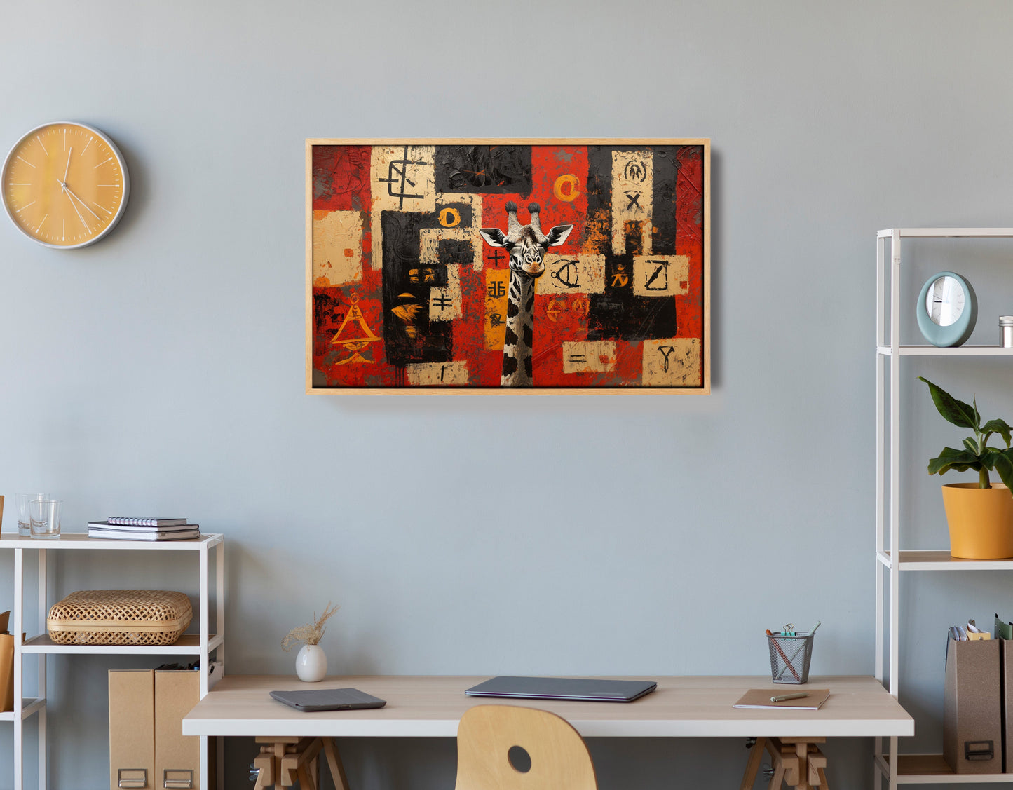 Red Tribal Giraffe African American canvas print view 54