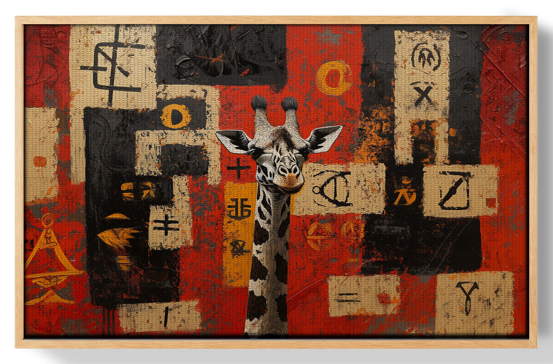 Red Tribal Giraffe African American canvas print view 49