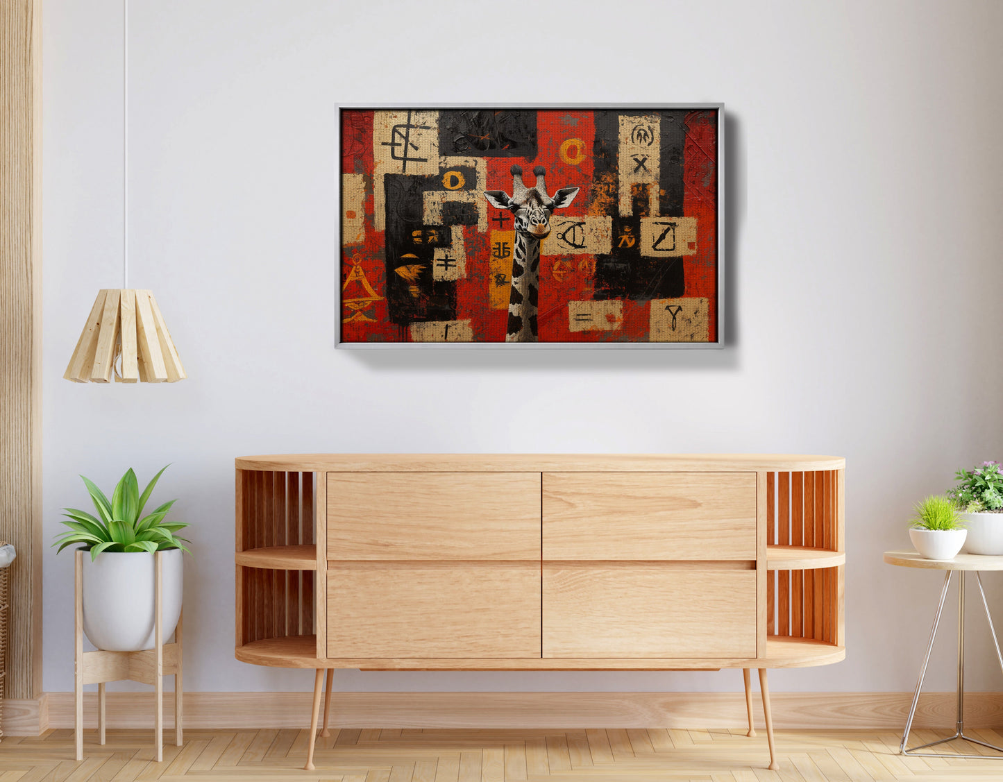 Red Tribal Giraffe African American canvas print view 56