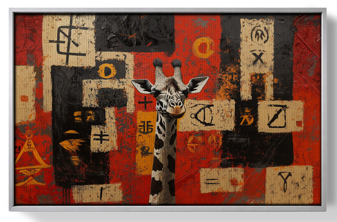 Red Tribal Giraffe African American canvas print view 55
