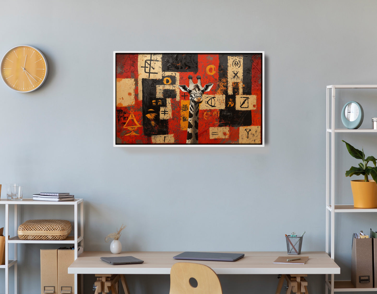 Red Tribal Giraffe African American canvas print view 66