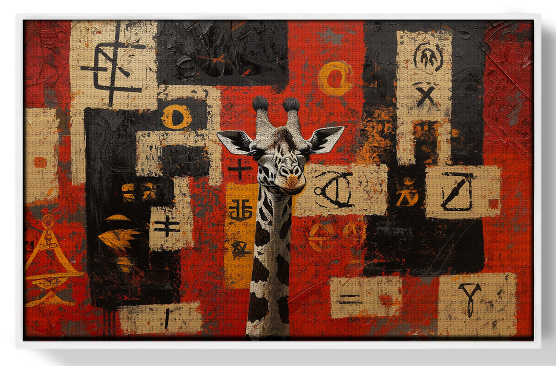Red Tribal Giraffe African American canvas print view 61