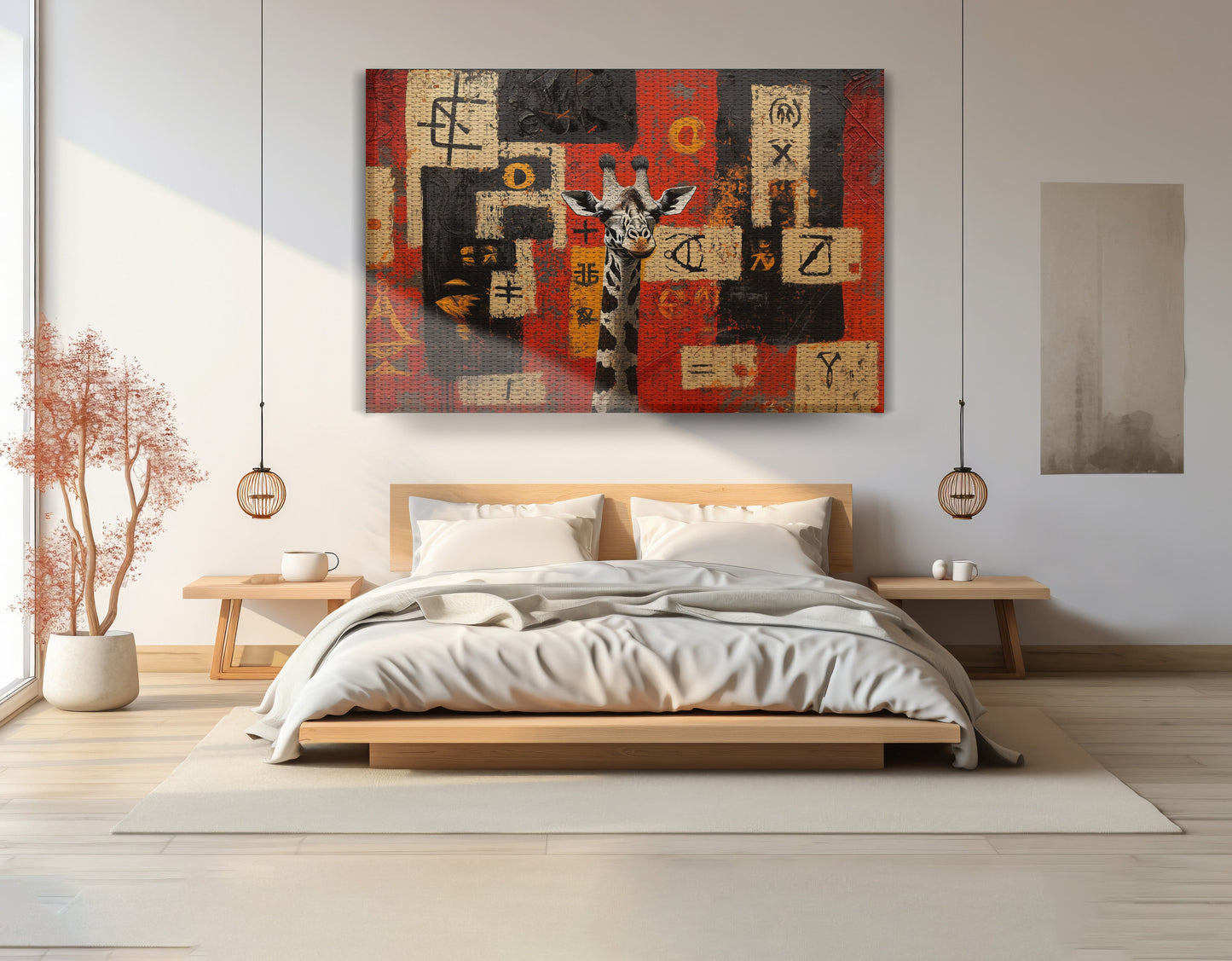 Red Tribal Giraffe African American canvas print view 15