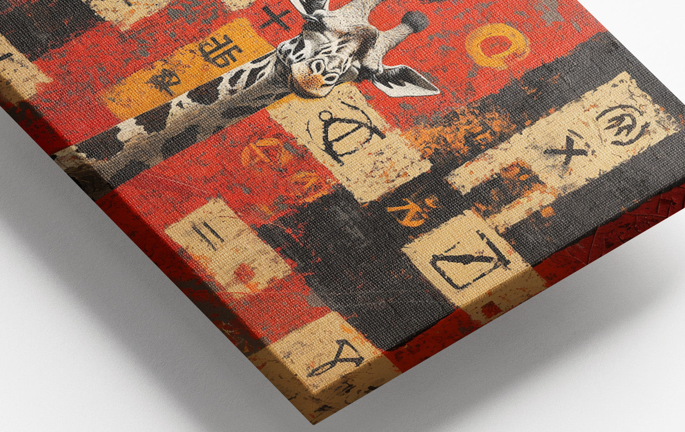 Red Tribal Giraffe African American canvas print view 16