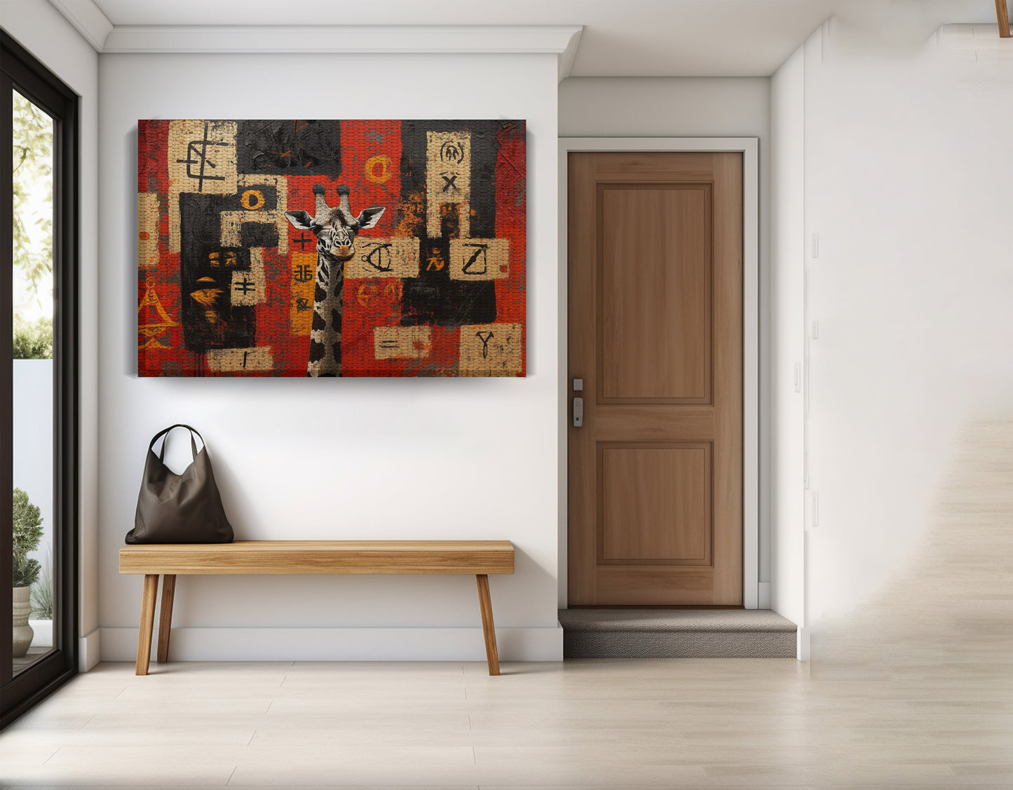 Red Tribal Giraffe African American canvas print view 17