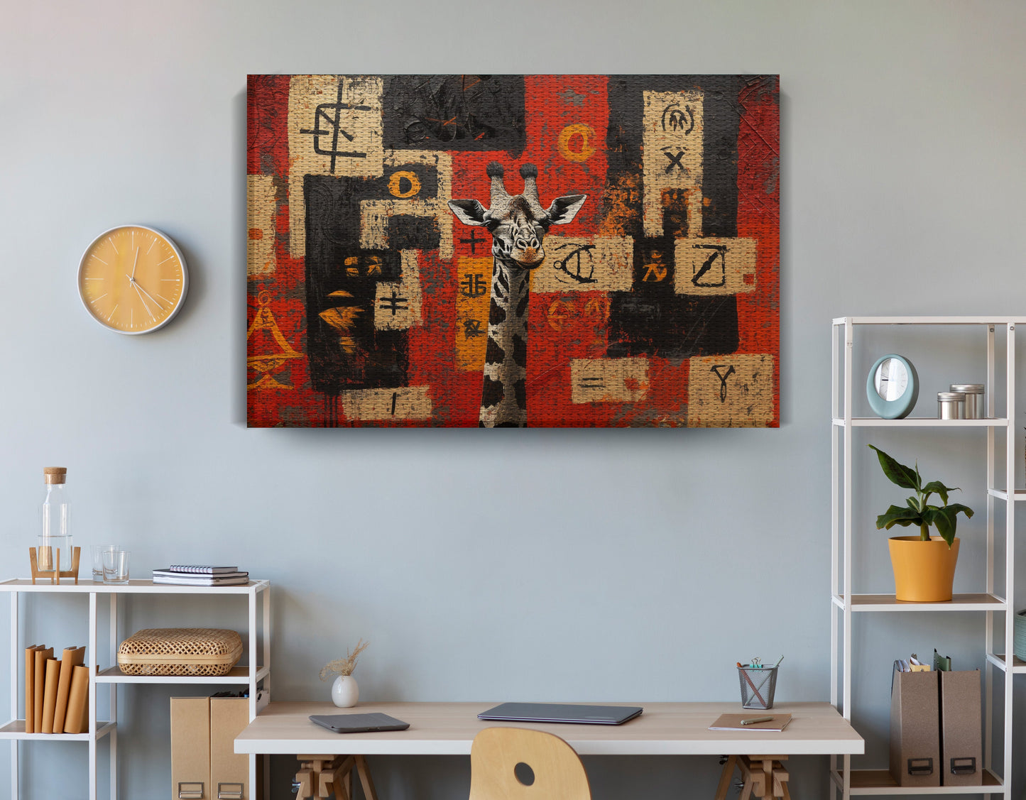Red Tribal Giraffe African American canvas print view 18
