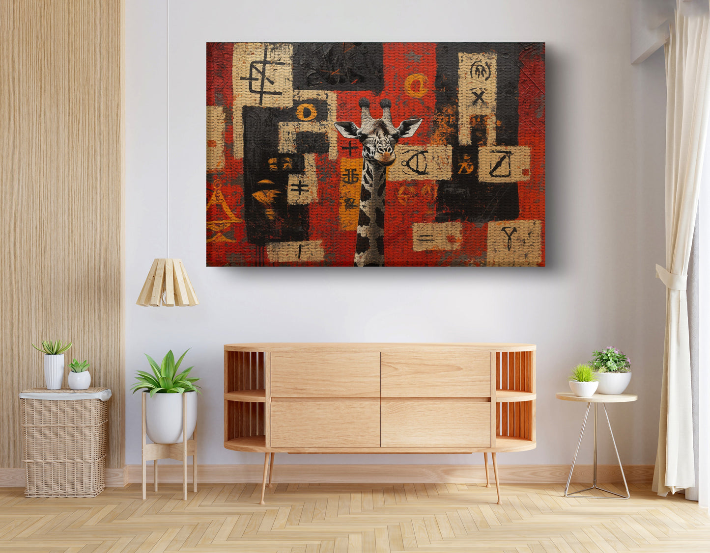Red Tribal Giraffe African American canvas print view 14