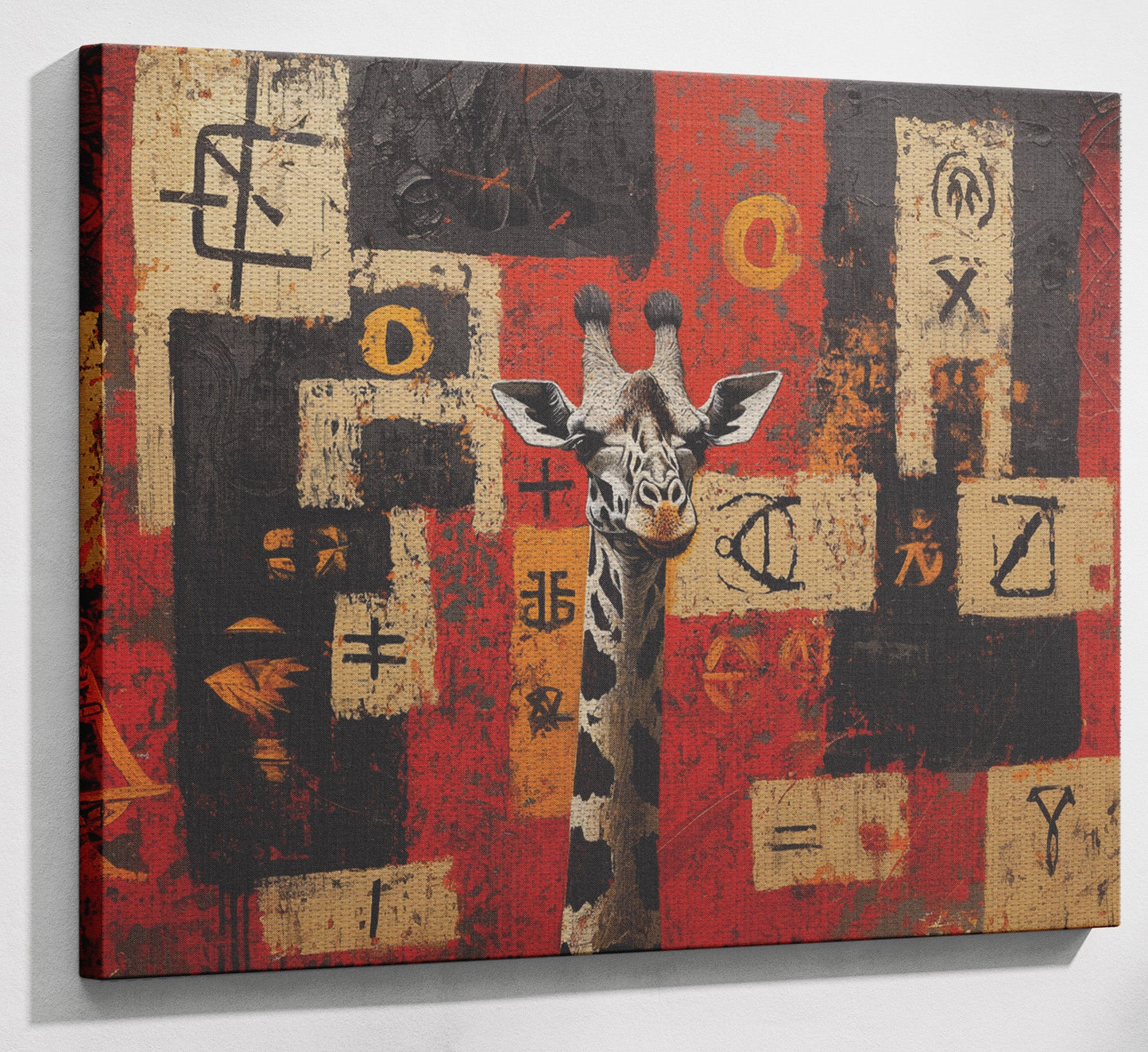 Red Tribal Giraffe African American canvas print view 13