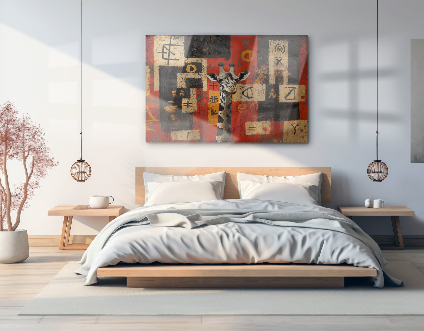 Red Tribal Giraffe African American canvas print view 21