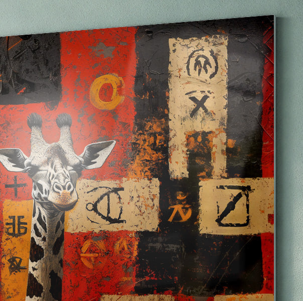 Red Tribal Giraffe African American canvas print view 22