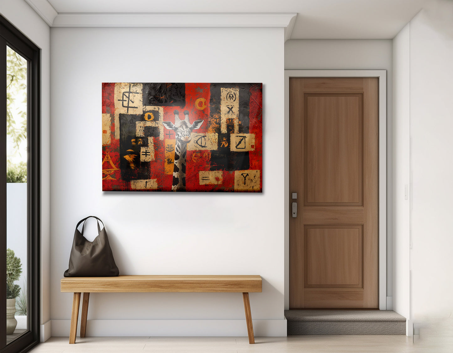 Red Tribal Giraffe African American canvas print view 23