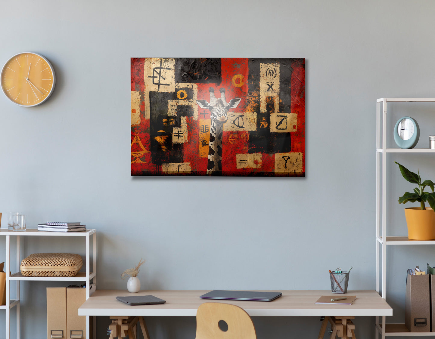 Red Tribal Giraffe African American canvas print view 24