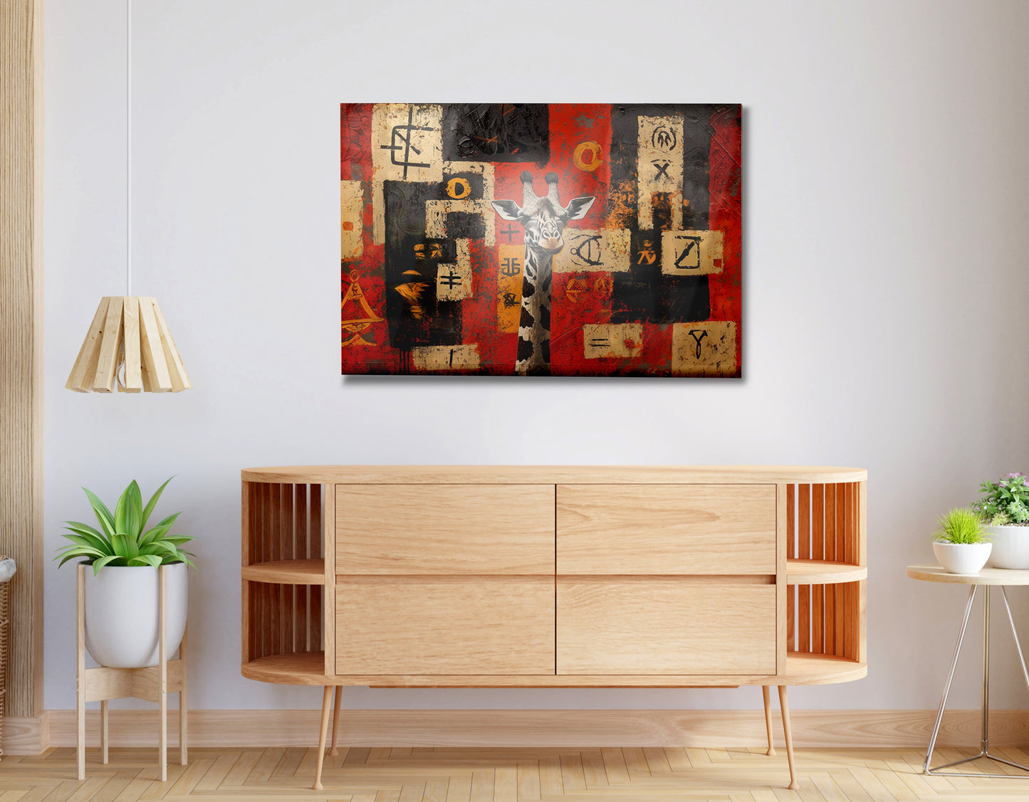 Red Tribal Giraffe African American canvas print view 20