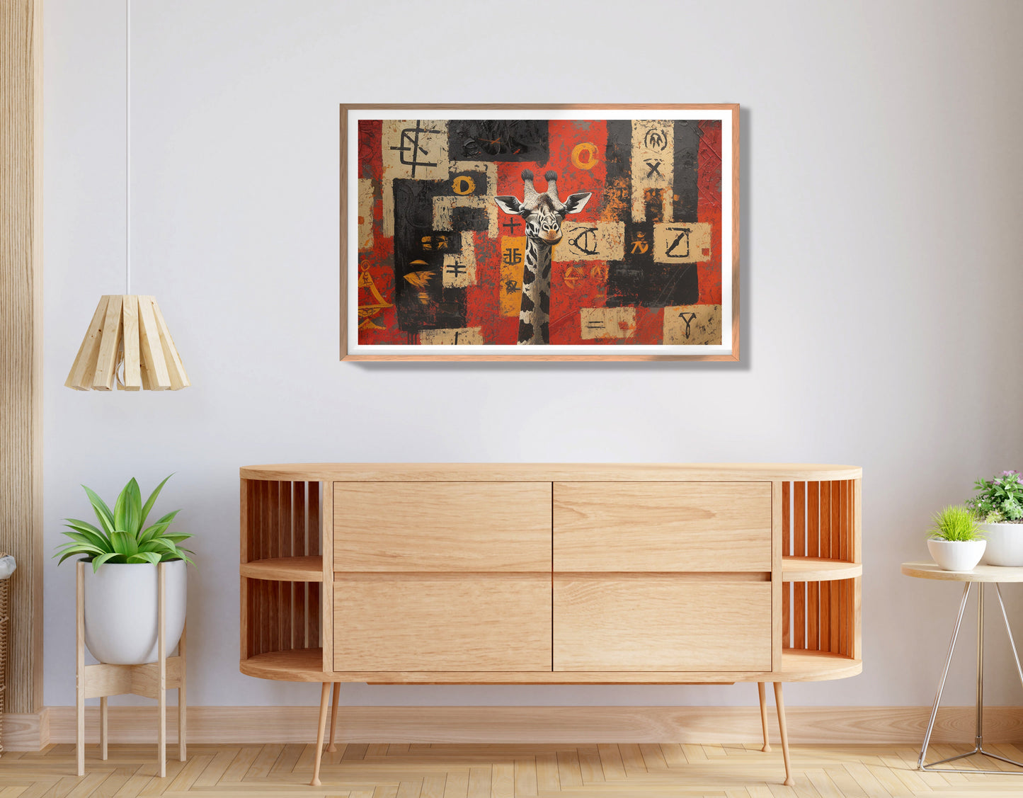 Red Tribal Giraffe African American canvas print view 80