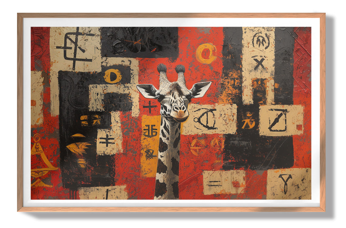 Red Tribal Giraffe African American canvas print view 79