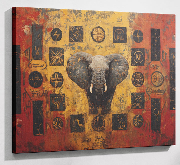Elephant Tribal Gold Black African American canvas print canvas print with visible wall art format