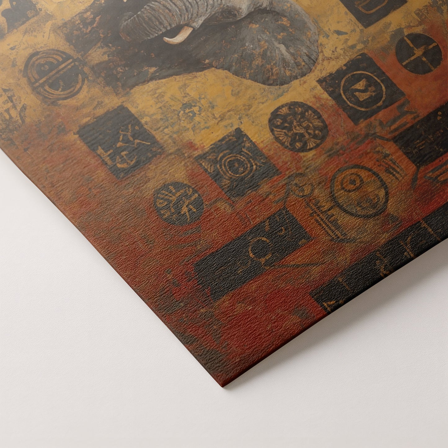 Elephant Tribal Gold Black African American canvas print artwork by MoomZee Artwork