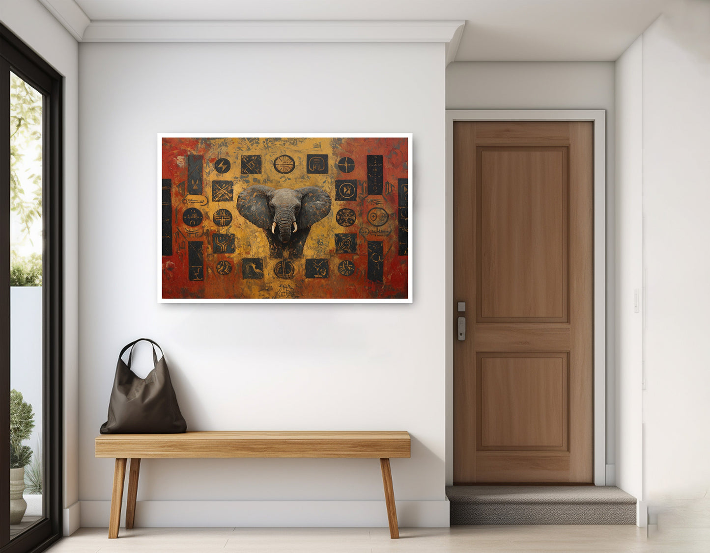 Elephant Tribal Gold Black African American canvas print home decor view