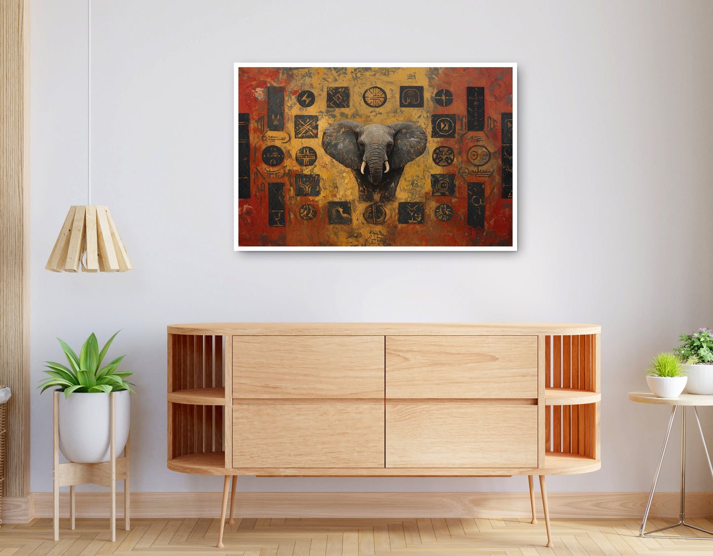 Alternate view of Elephant Tribal Gold Black African American canvas print