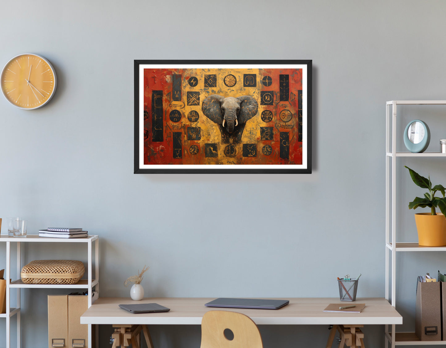 Elephant Tribal Gold Black African American canvas print view 72