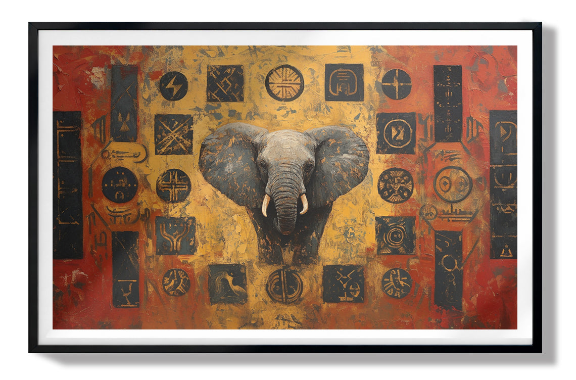 Elephant Tribal Gold Black African American canvas print view 67