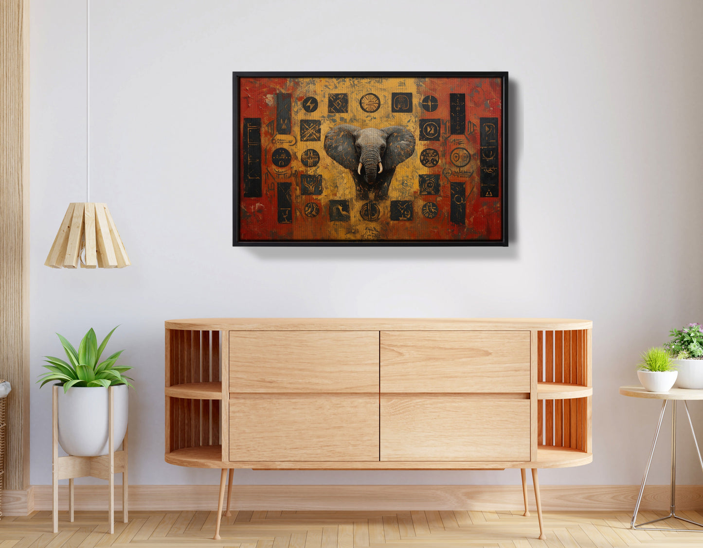 Elephant Tribal Gold Black African American canvas print view 26