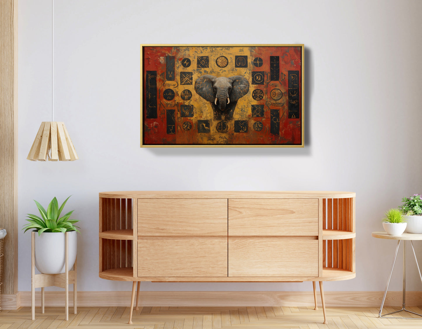 Elephant Tribal Gold Black African American canvas print view 38