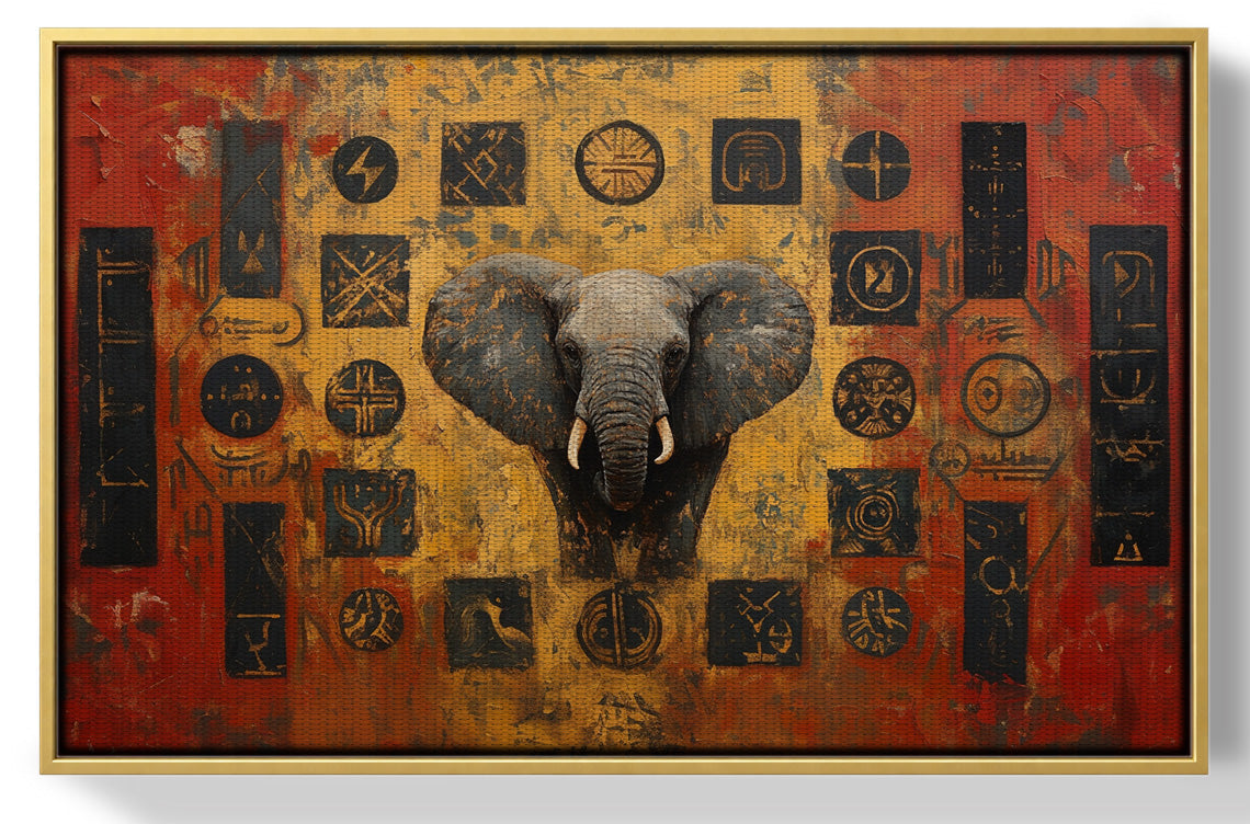 Elephant Tribal Gold Black African American canvas print view 37
