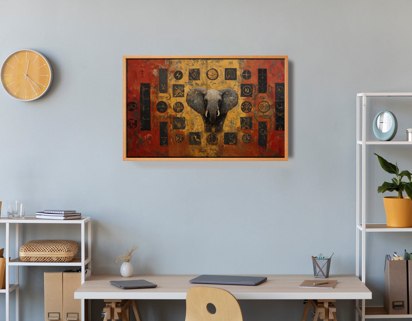 Elephant Tribal Gold Black African American canvas print view 48