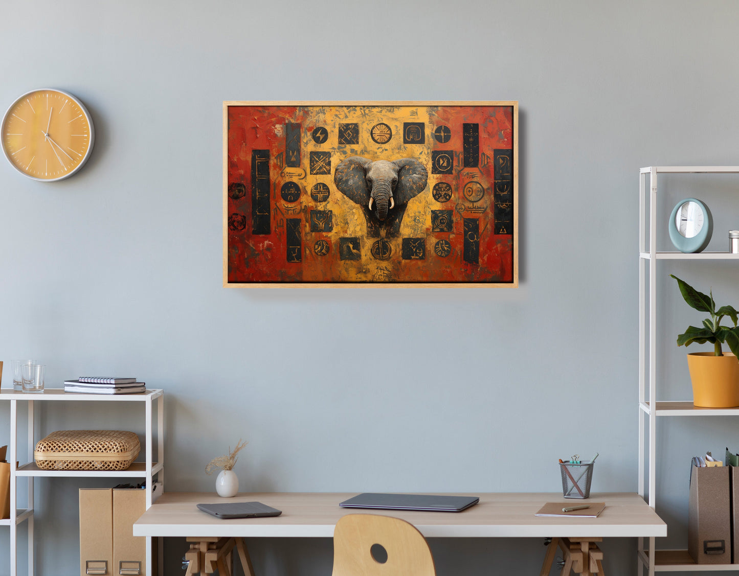 Elephant Tribal Gold Black African American canvas print view 54