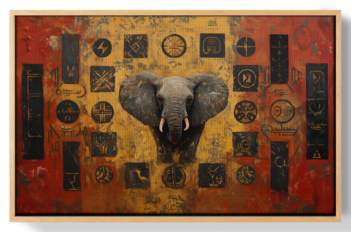 Elephant Tribal Gold Black African American canvas print view 49