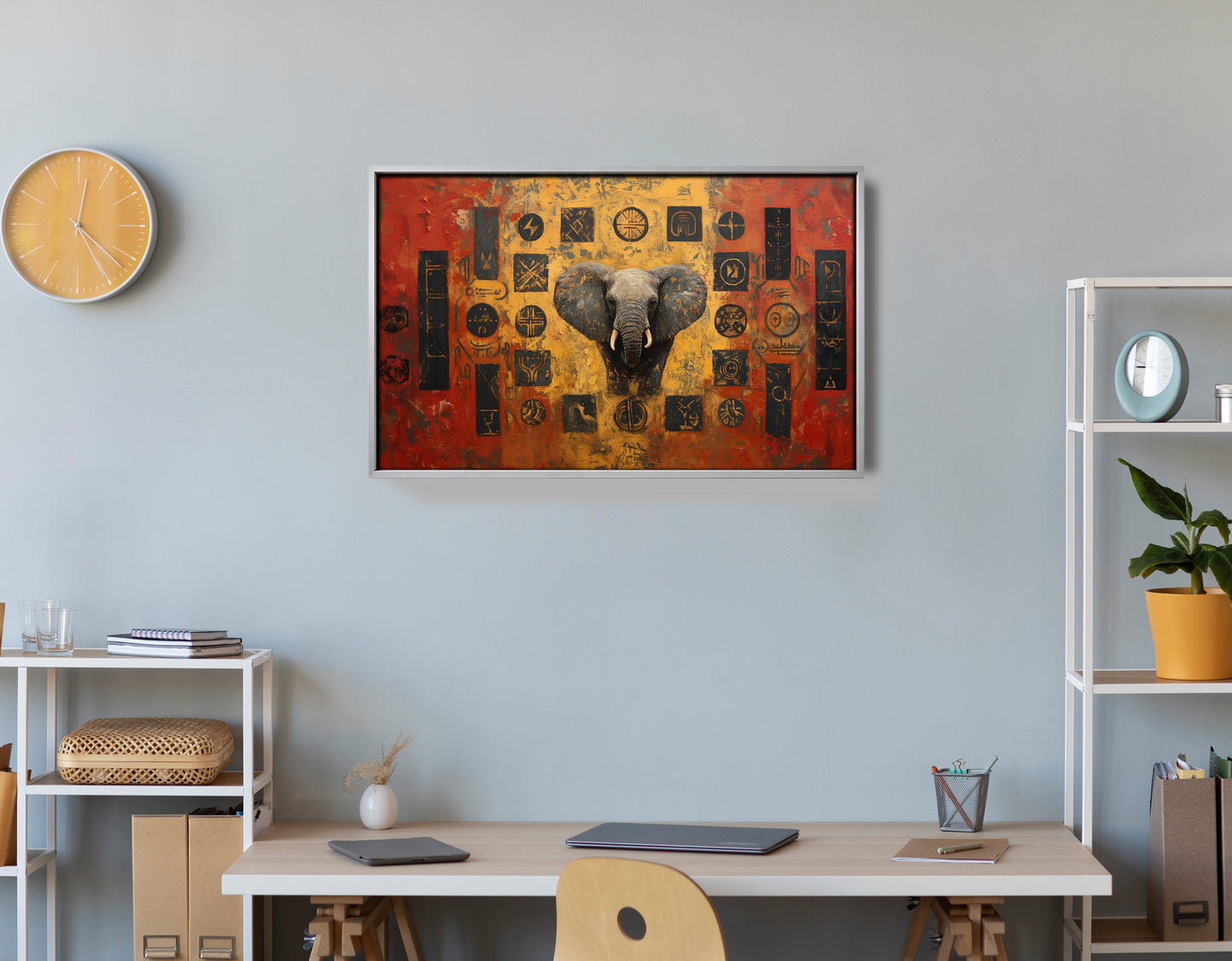 Elephant Tribal Gold Black African American canvas print view 60