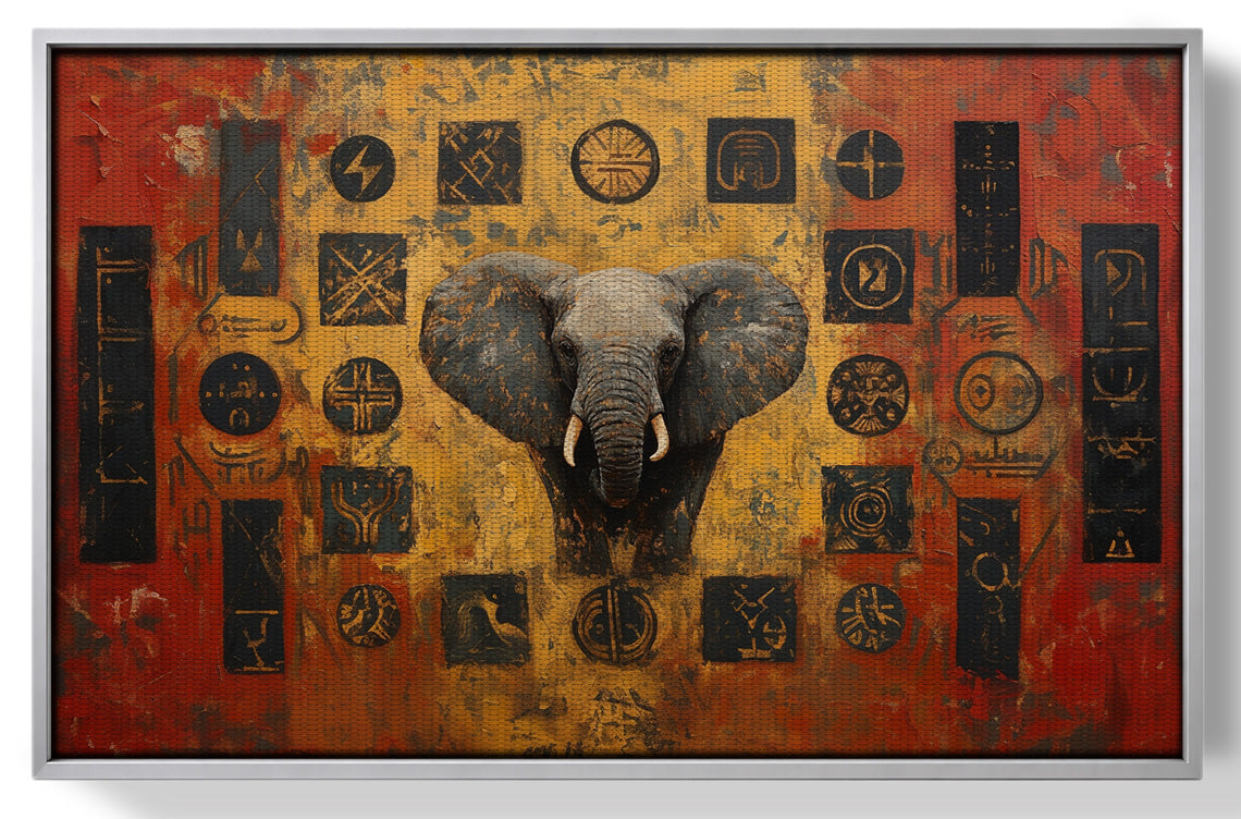 Elephant Tribal Gold Black African American canvas print view 55