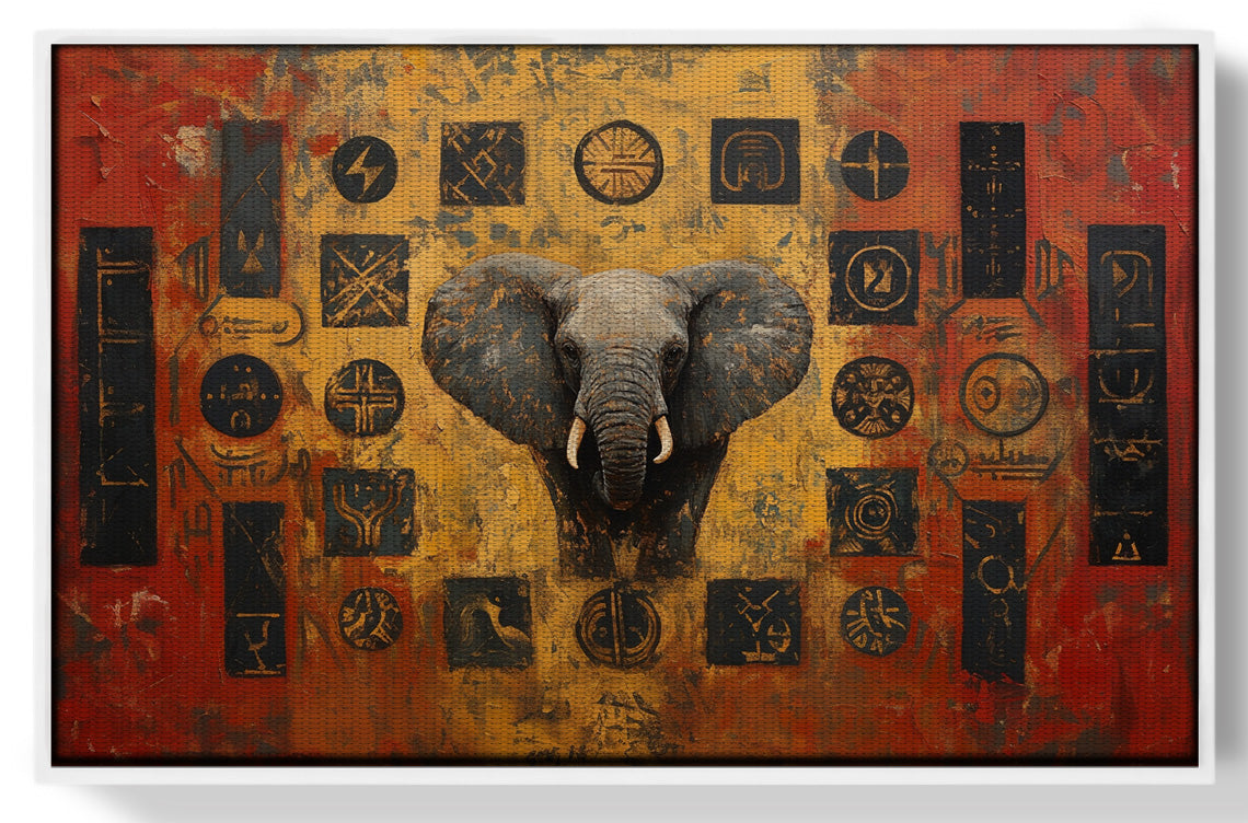 Elephant Tribal Gold Black African American canvas print view 61