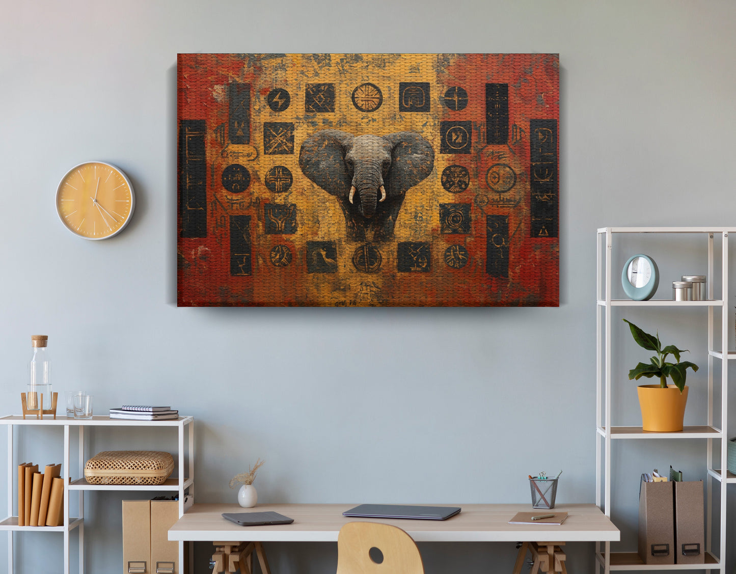 Elephant Tribal Gold Black African American canvas print view 18