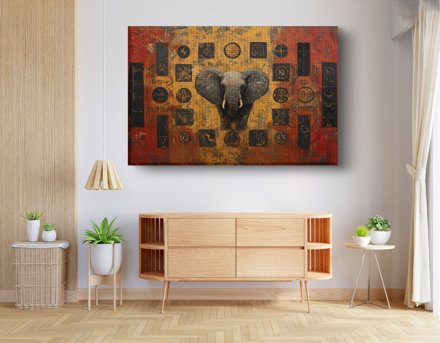 Elephant Tribal Gold Black African American canvas print view 14