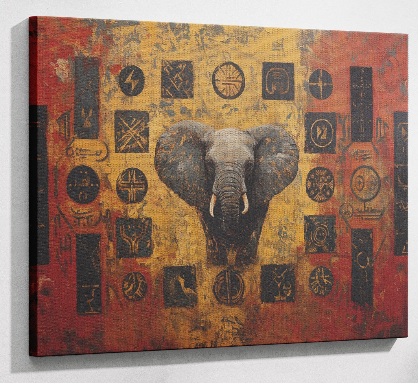 Elephant Tribal Gold Black African American canvas print view 13