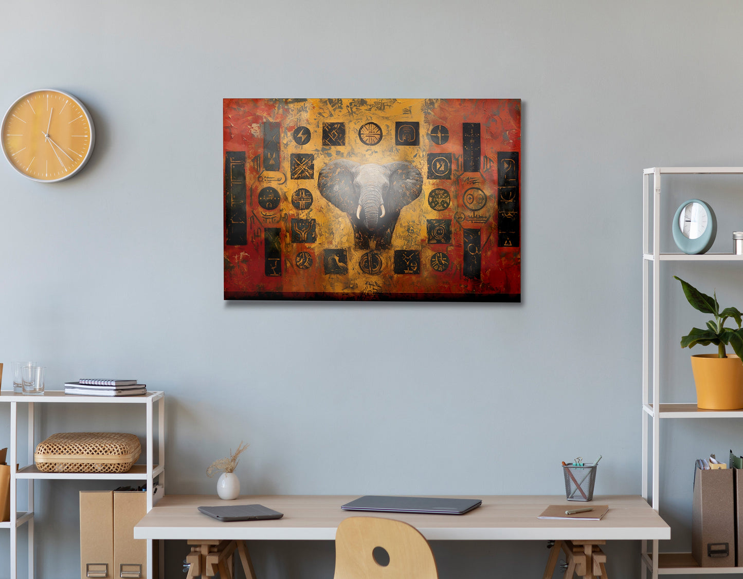 Elephant Tribal Gold Black African American canvas print view 24