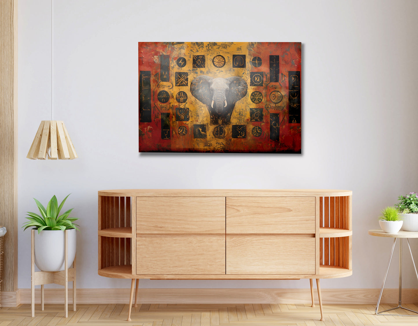 Elephant Tribal Gold Black African American canvas print view 20