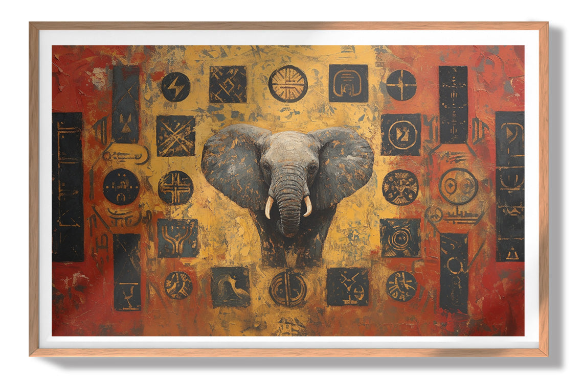 Elephant Tribal Gold Black African American canvas print view 79