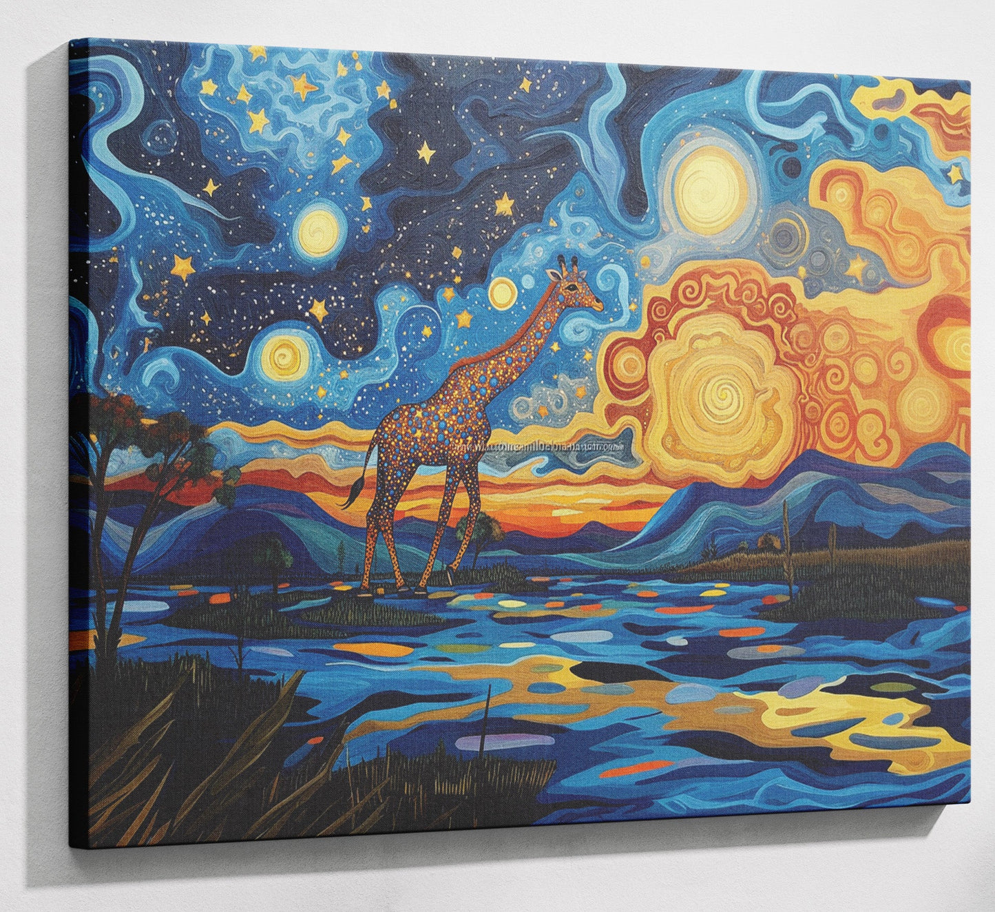 Blue Safari Sunset African American canvas print canvas print with visible wall art format
