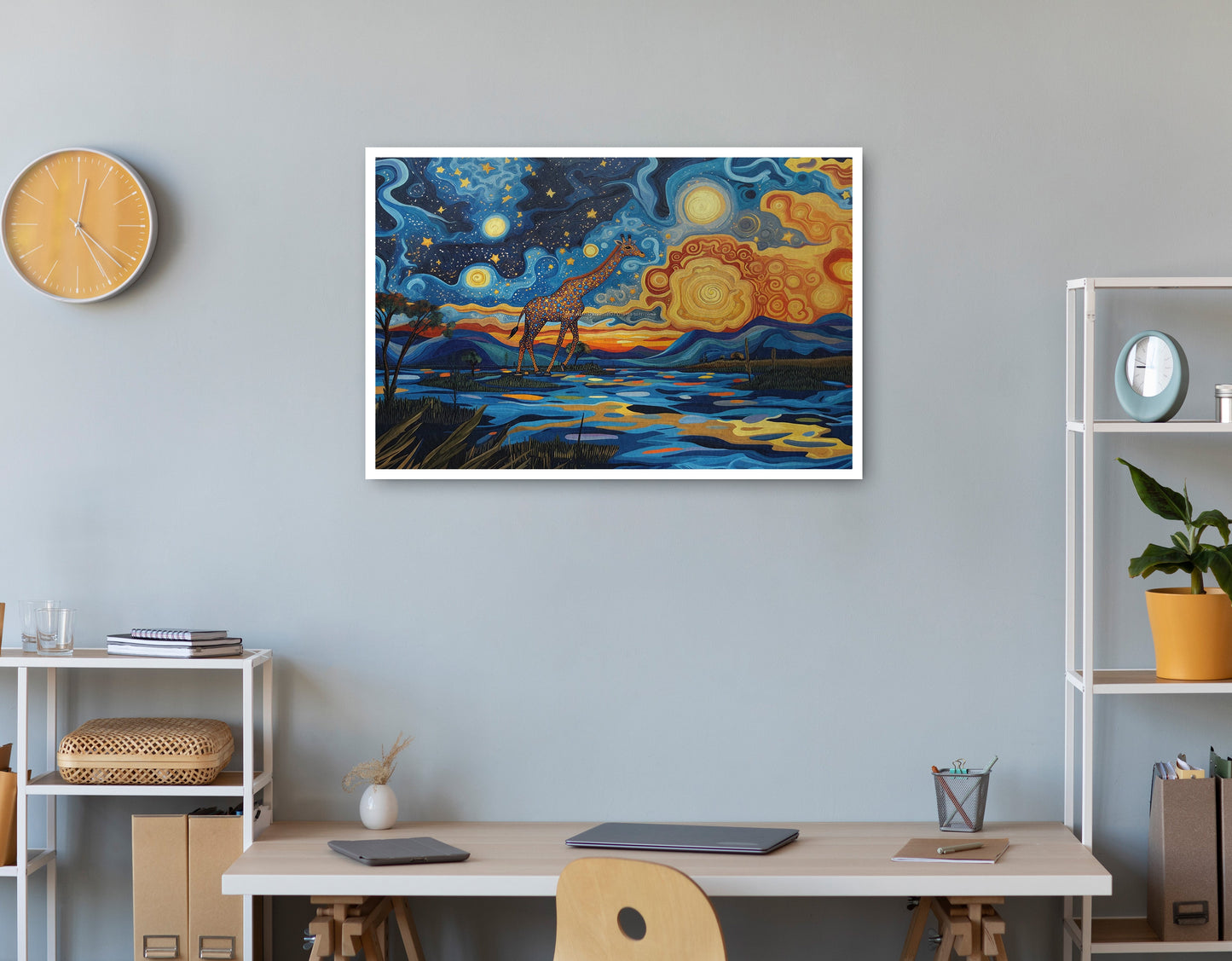 Blue Safari Sunset African American canvas print print view